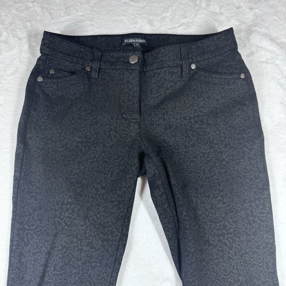 Eileen Fisher Black & Gray Damask Ponte‎ Knit Slim Skinny Pants 2 - Picture 2 of 11